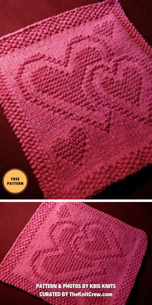 6 Free Knitted Heart Dishcloth Patterns For Valentine's Day - The Knit Crew